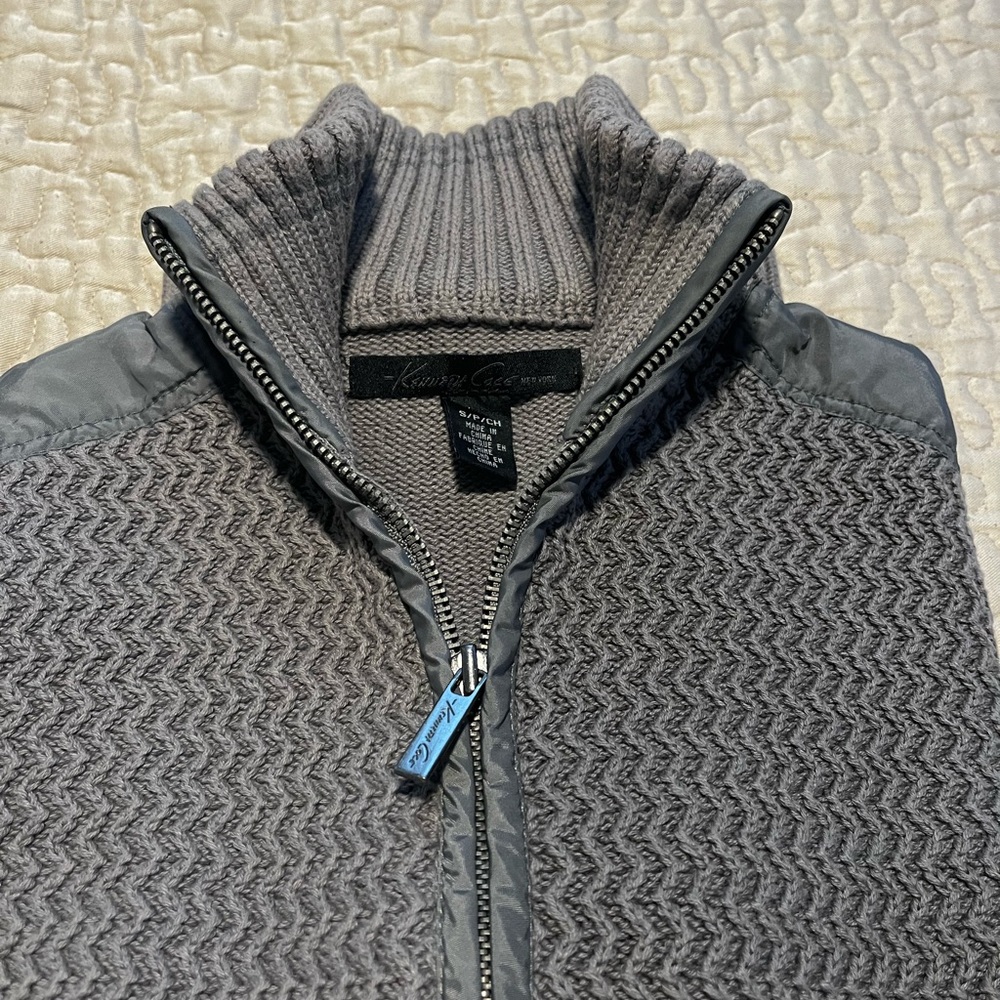 Kenneth Cole New York Men's Gray Zip-Up Knit Sweater